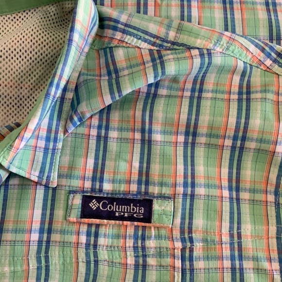 Columbia Mens Super Short Sleeve Button Polo Shirt Plaid size XXL/2TG #1019 - Picture 3 of 6